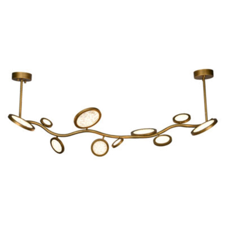 Dainte Island Pendant Light Luxurious Brass And Textured Glass Light